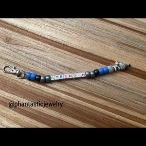 Pulmonary Hypertension Awareness Purple and Zebra “Strength” Handmade Keychain